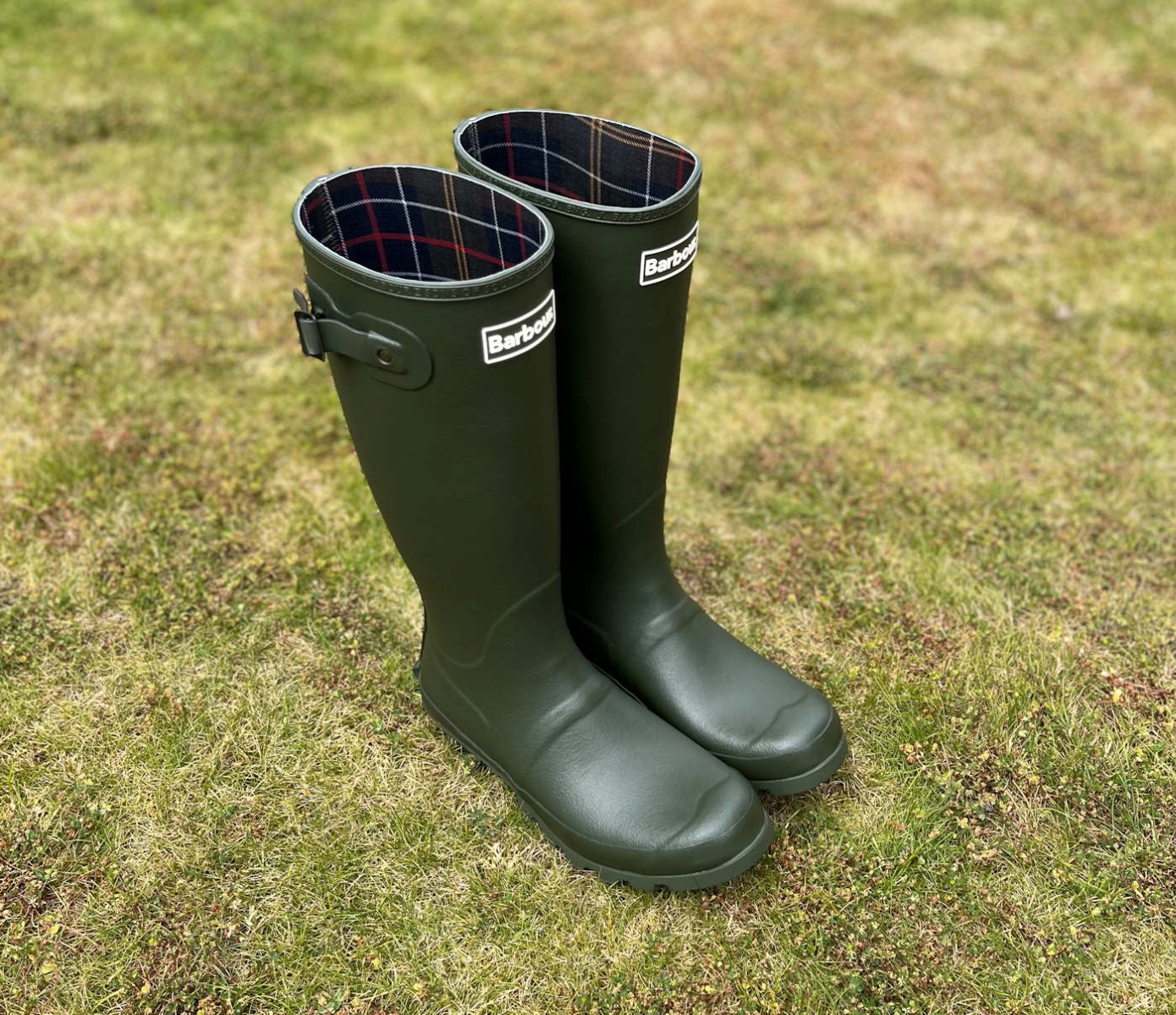 Full Length Barbour Olive Green Rubber Wellington Boots