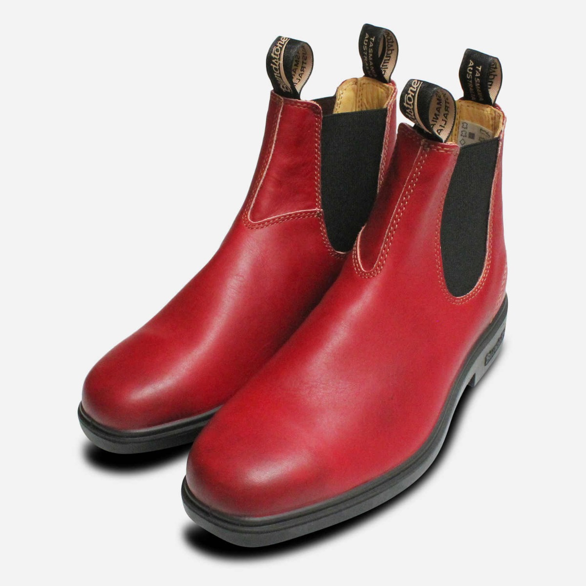 red leather chelsea boots