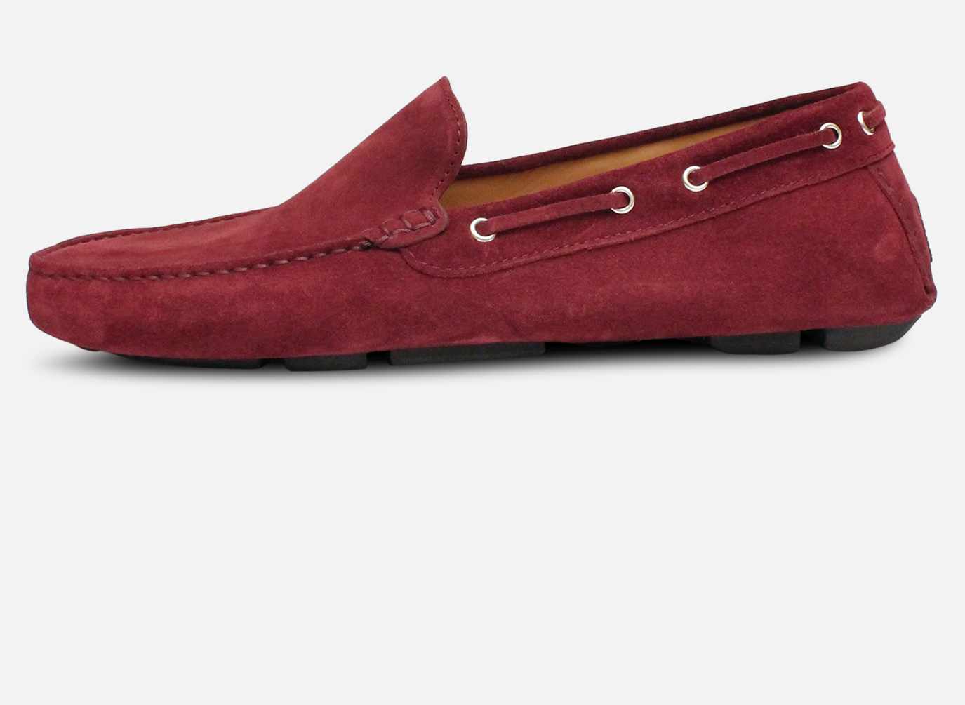 Dark Burgundy Suede Mens Italian Driving Shoe Moccasins