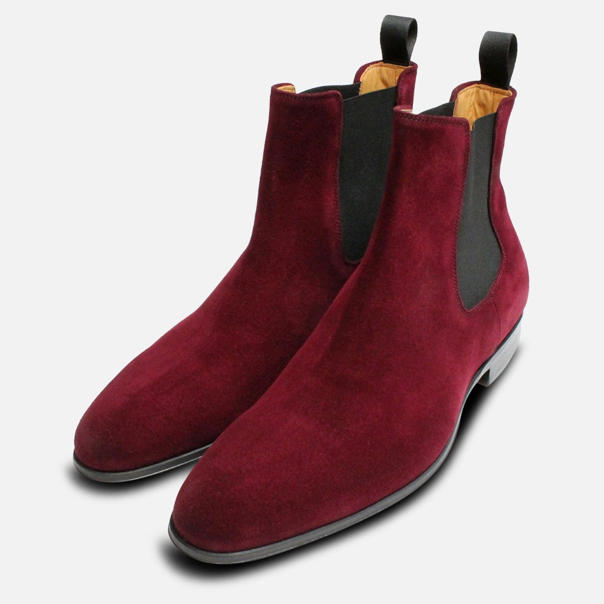 red suede mens boots