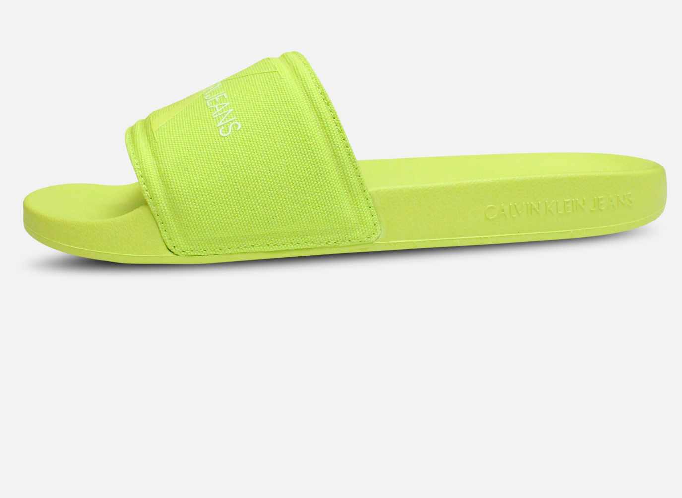 Calvin Klein Jeans Slide Monogram Co Sprout Green Mens Sliders Flip Flops, 8 UK / Sprout Green