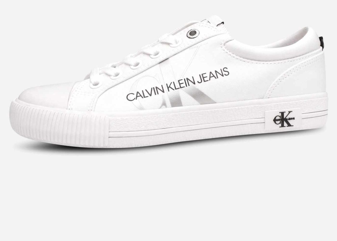 Calvin Klein Mens All White Designer CK Lace Up Shoes