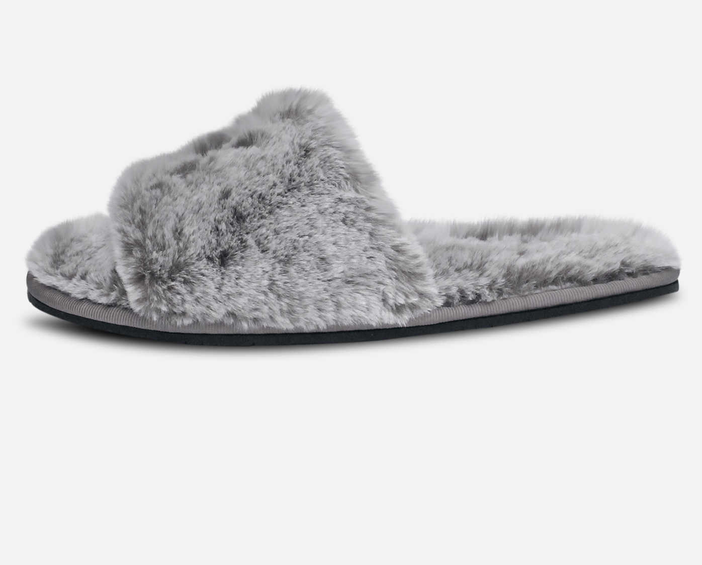 Calvin Klein Womens Grey Fur Indoor Slider Slippers