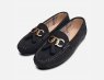 Barbour Navy Blue Tassel Loafers with Gold Trim