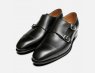 Carlos Santos Double Buckle Monk Strap Black Shoes