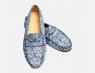 Navy Blue & Silver Flower Womens Leather Driving Shoes