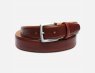 Chestnut Brown Leather Mens Belt with Silver Buckle