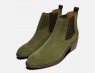 Cuban Heel Chelsea Boots in Moss Green Suede