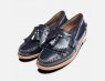 Navy Blue Ladies Double Fringe Bass Loafer Shoes