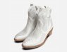 Designer White Suede Silver Studded Italian Cuban Heel Boot
