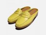 Ladies Lemon Yellow Patent Leather Bass Slides