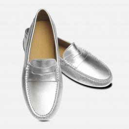 silver moccasins