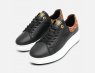 Barbour International Black Leather Leopard Cupsole Trainers