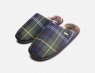 Barbour Mens Young Slippers in Green Tartan with Fur Lining