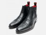 Jeffery West Black Polished Diamond Chelsea Boot with Red Sole