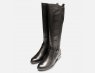 Designer Round Toe Tamaris Black Leather Knee High Boot