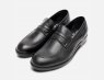 Italian Black Leather Penny Loafer Shoes with Rubber Sole