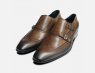 Designer Double Buckle Monk Shoes in Brown by Exceed