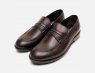 Italian Dark Brown Leather Penny Loafers with Rubber Sole