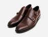 John White Double Buckle Monk Strap Shoes in Brown