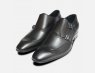 Designer Black Double Buckle Monk Shoes by Exceed