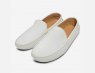 Ivory White Leather Driving Shoe Moccasins for Men