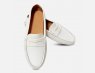 Ivory White Leather Ladies Italian Driving Shoe Moccasins