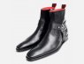 Jeffery West Designer Black Polished Harness Zip Boots