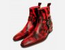 Jeffery West Red and Black Polished Harness Zip Boots