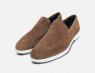 John White Brown Suede Designer Loafers with White Sole