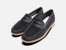 Navy Blue Suede Womens Bass Penny Loafers