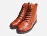 Tamaris Full Brogue Zip Boots in Brown with Rubber Sole