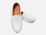 White Leather & Patent Arthur Knight Ladies Italian Driving Shoe Moccasins