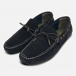 Barbour Dark Navy Blue Suede Driving Shoe Moccasins