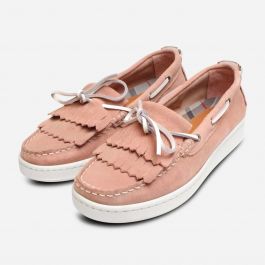 Barbour Pink Suede Deck Shoes with Klara White Sole