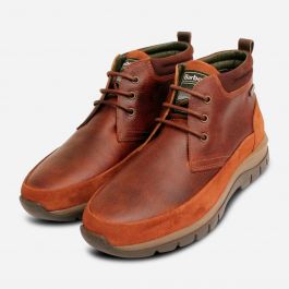 Barbour Mens Cognac Grain Designer Suede Lace Up Boots