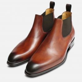 Mens Beatle Boots in Chestnut Brown Leather
