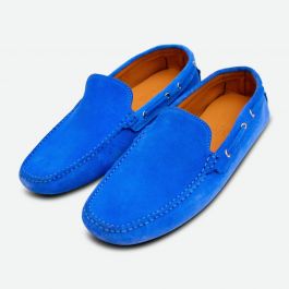 Blue Suede Driving Shoes for Men