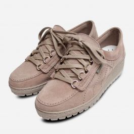 Mephisto Womens Lady Lace Up Shoes in Light Taupe