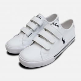 White Ralph Lauren Polo Slater EZ Kids Shoes