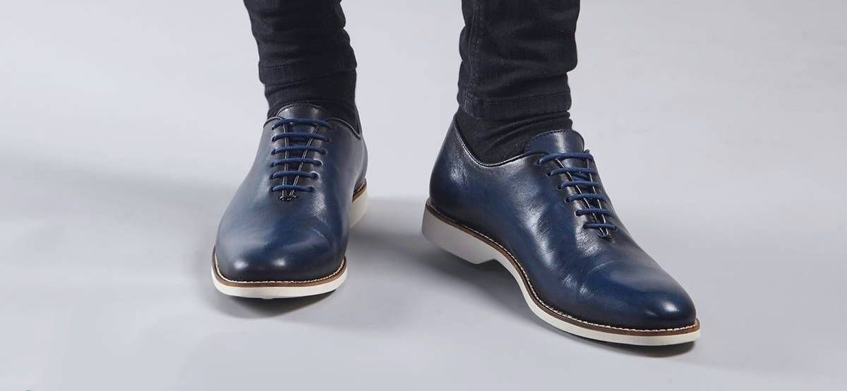 Navy Blue Wholecut Oxford Shoes by Anatomic Co