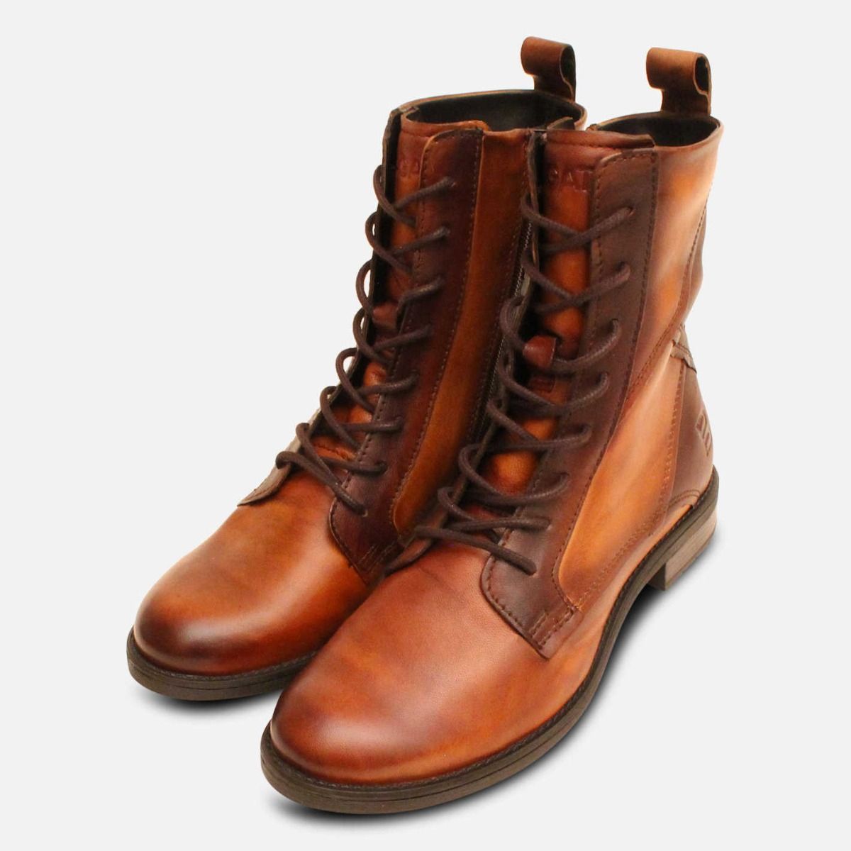 Brown zip up boots best sale