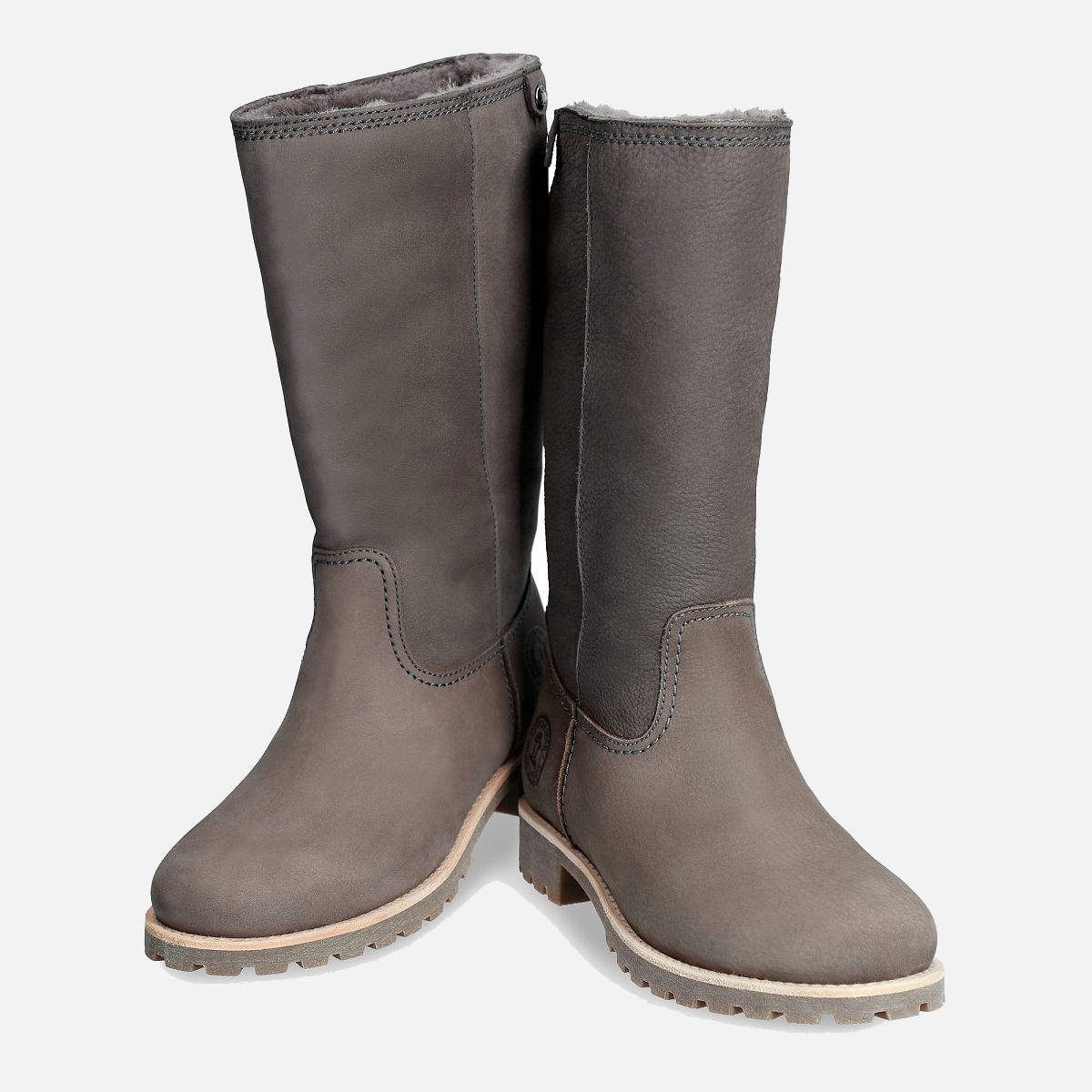 Ladies long grey boots best sale