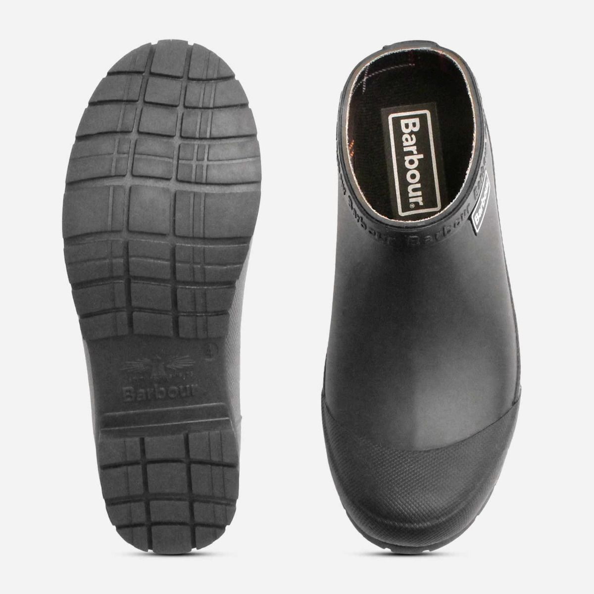 Barbour Black Womens Slip On Rubber Clog Welly