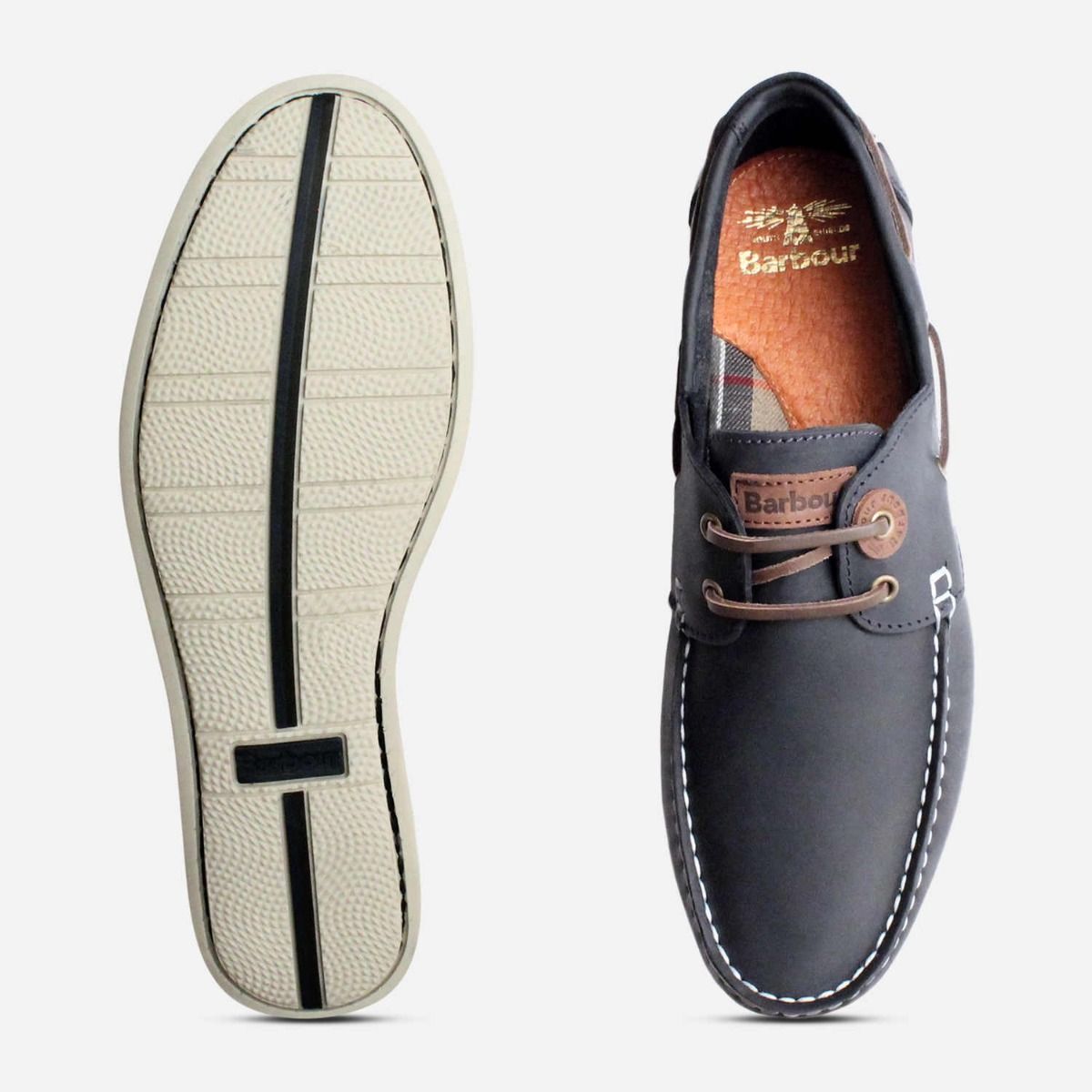 Barbour Capstan Navy Blue & White Boat Shoes