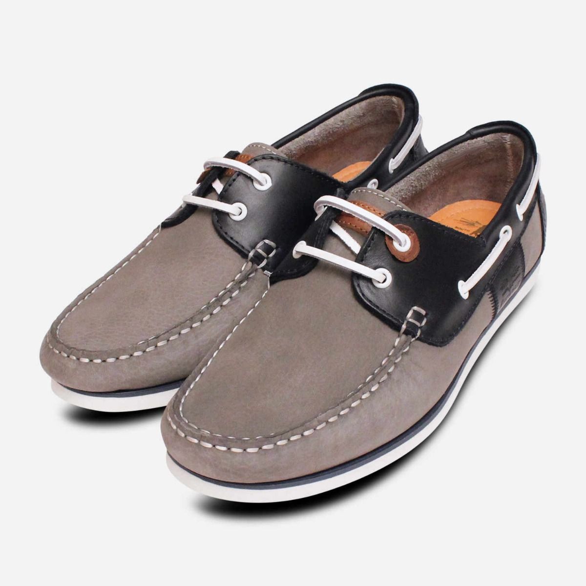 Barbour Grey & Navy Premium Capstan Boat Shoes