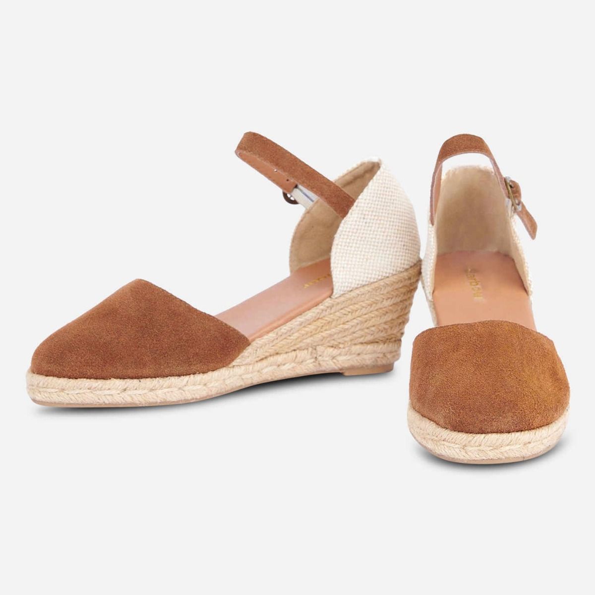 LADIES TWO PART HESSIAN WEDGE SANDALS 