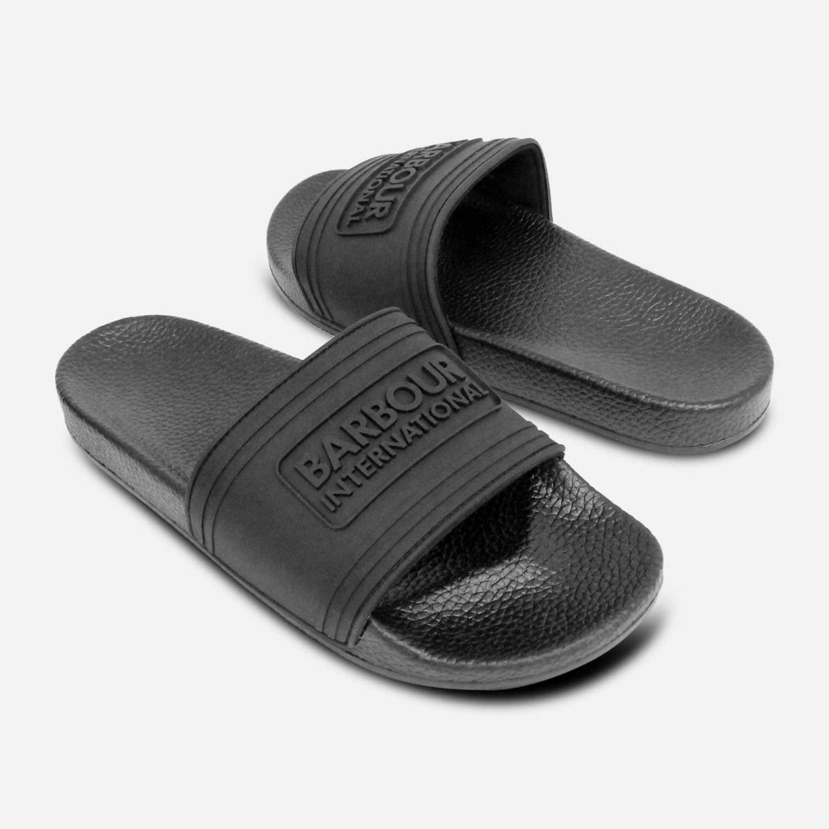 Barbour International Mens All Black Slider Sandals