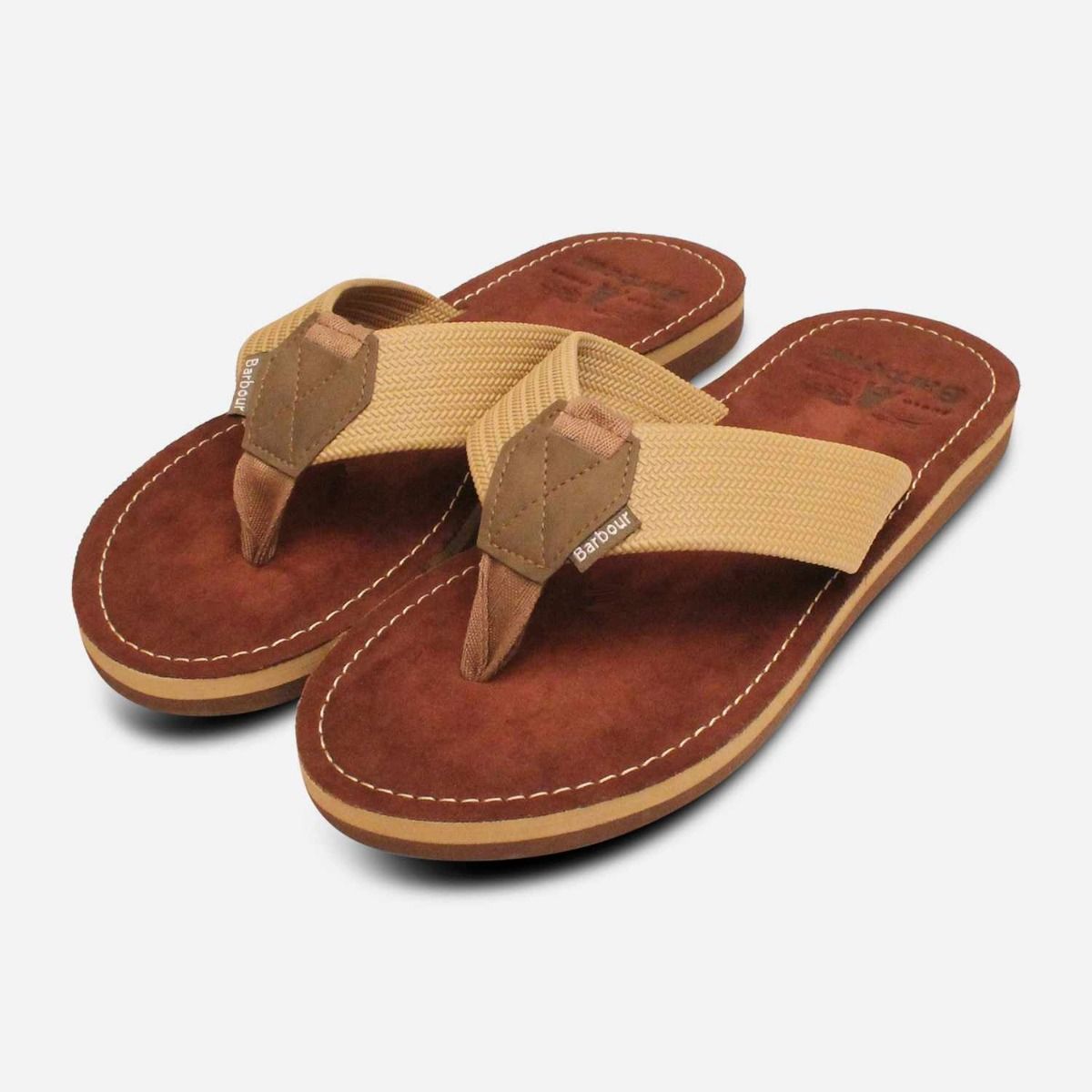 Barbour Mens Designer Flip Flop Sandals in Brown