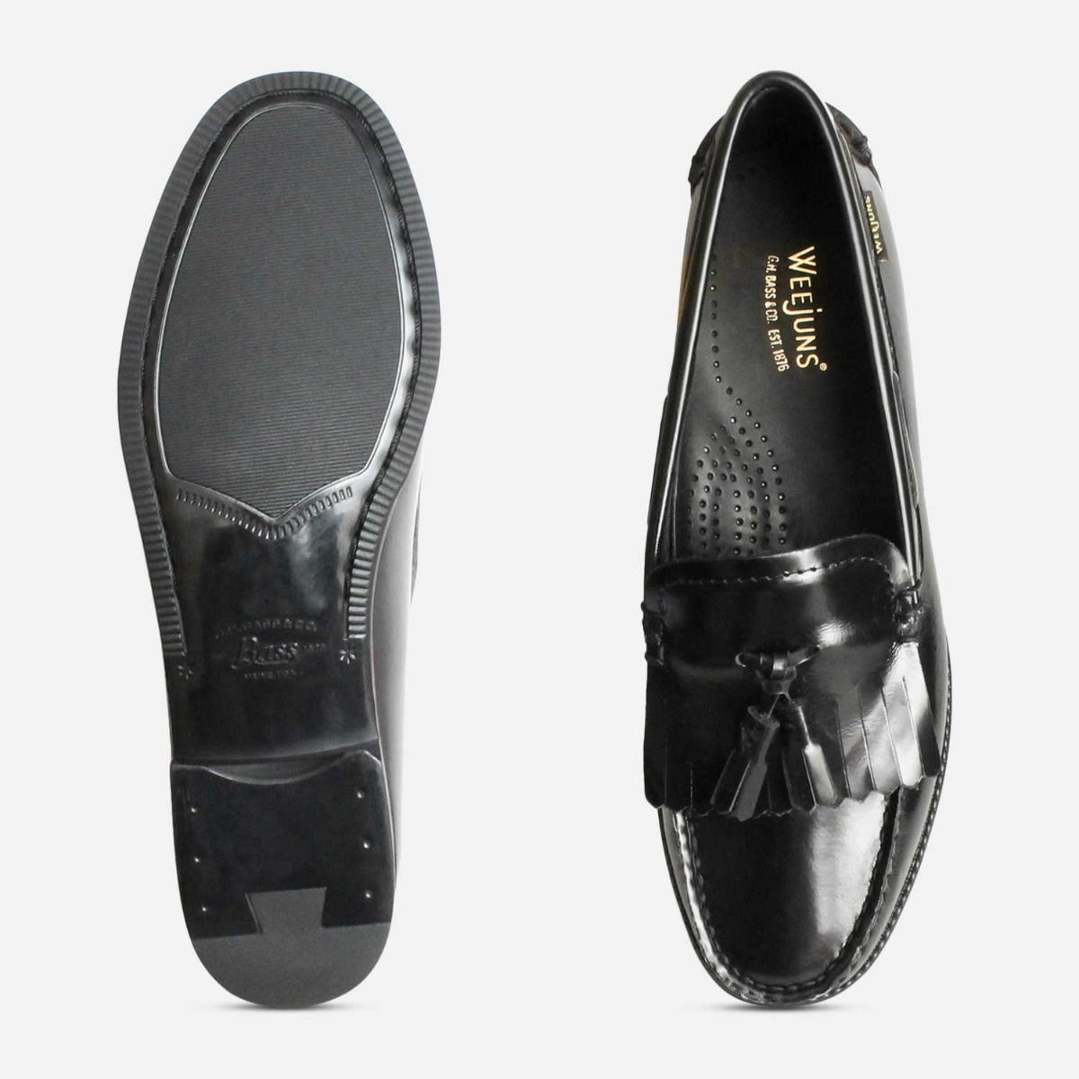 Bass Rubber Sole Ladies Esther Kiltie Black Loafer Shoes